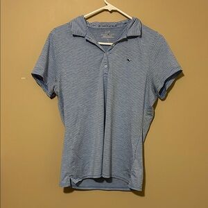 Vineyard Vines Blue and White Striped Polo Women’s Medium
